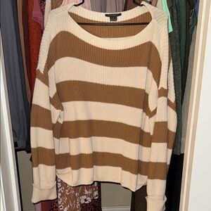 French Connection Brown and Cream Striped Blouse
